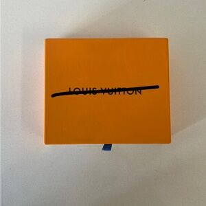 Louis Vuitton Orange Box with Black Logo and Blue Pull Tab